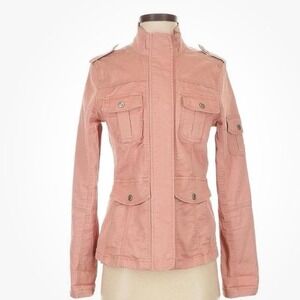 Kensie Jeans Blush Pink Lightweight Utility Military Jacket Womens Sz L‎ Fall